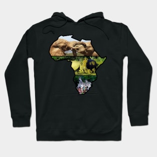 African Wildlife Continent Collage Hoodie